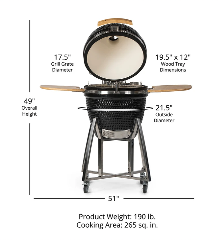 Ash & Ember 18" Kamado Grill with Stainless Steel Base image — photo 5