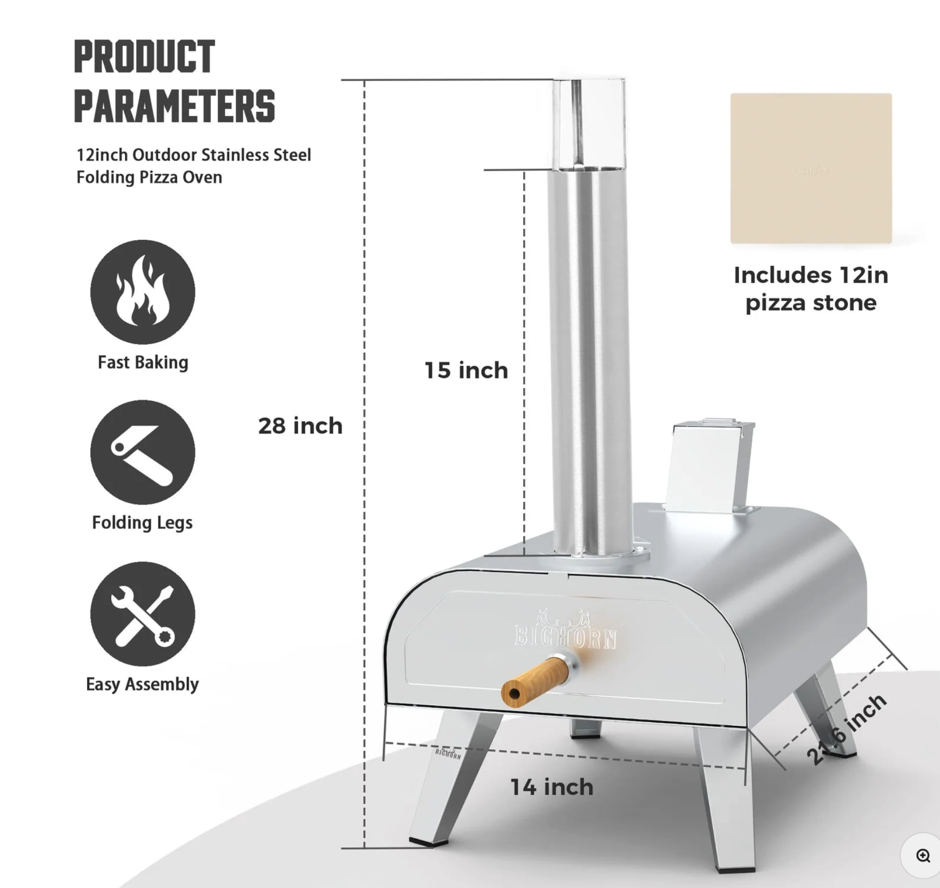 Bighorn-Outdoors-12"-Wood-Pellet-Pizza-Oven