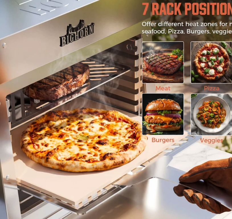 Bighorn Outdoors 1500℉ Portable Infrared Steak Grill with Pizza Stone, Stainless Steel- 16 Inch image — photo 3
