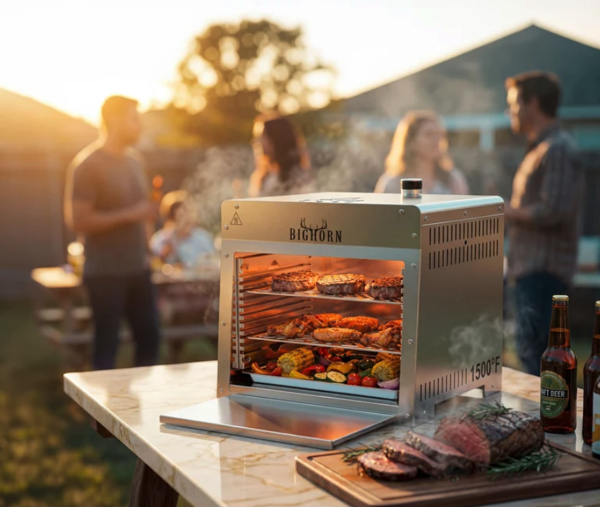 Bighorn Outdoors 1500℉ Portable Infrared Steak Grill with Pizza Stone, Stainless Steel- 16 Inch image — photo 5