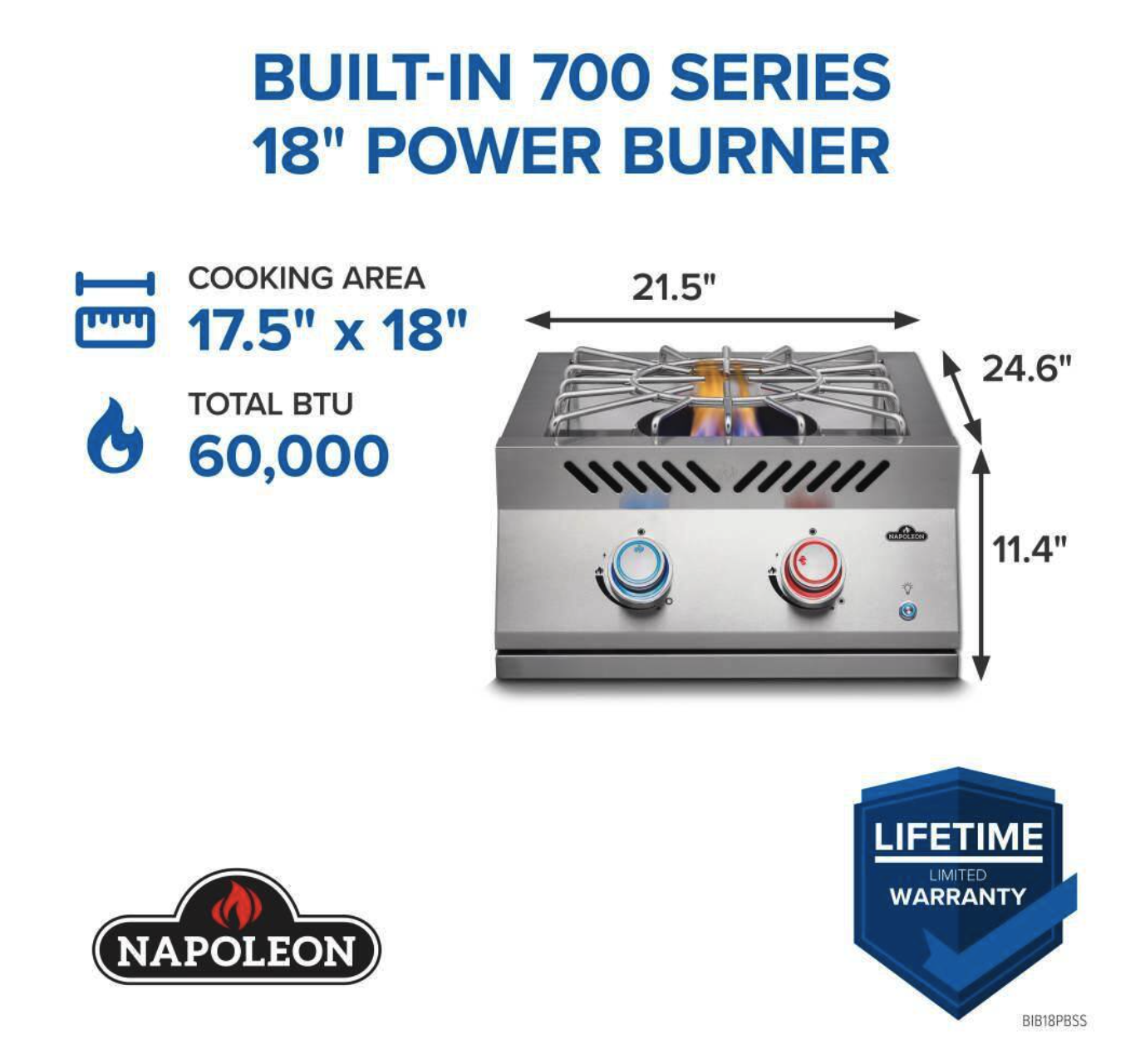 Napoleon Built-In 700 Series 18 in. 2-Burner Side Burner  image — photo 3
