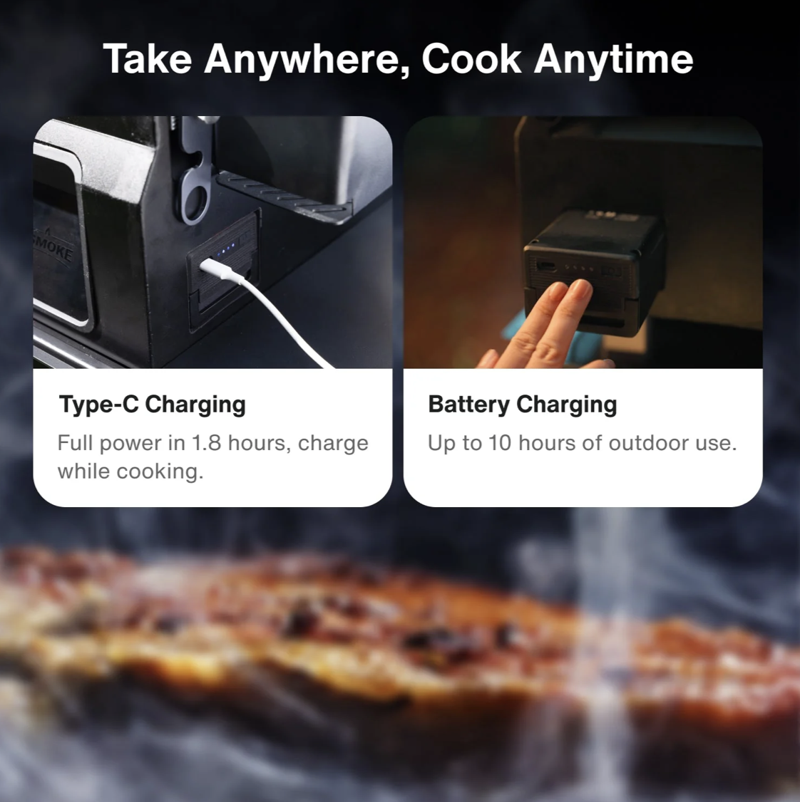 ASMOKE ESSENTIAL PORTABLE WOOD PELLET GRILL AND SMART SMOKER WITH BUILT - IN SCREEN image — photo 5