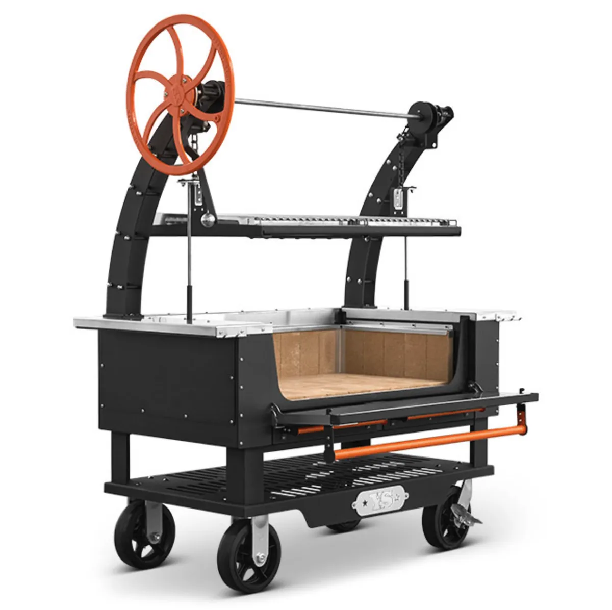 Yoder Smoker 42" El Dorado Santa Maria Grill, with grate raised and firebrick
